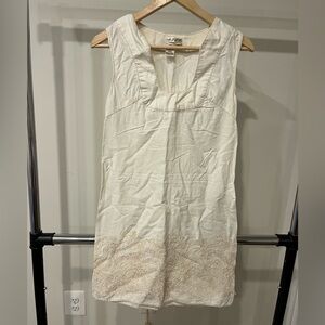 Linen Notched Tank Dress with Crewel Detail by Max Studio